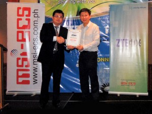 Photo shows (L-R) James Chen, President, ZTE Philippines and Jimmy Go, President/CEO, MSI-ECS formalizing the agreement.