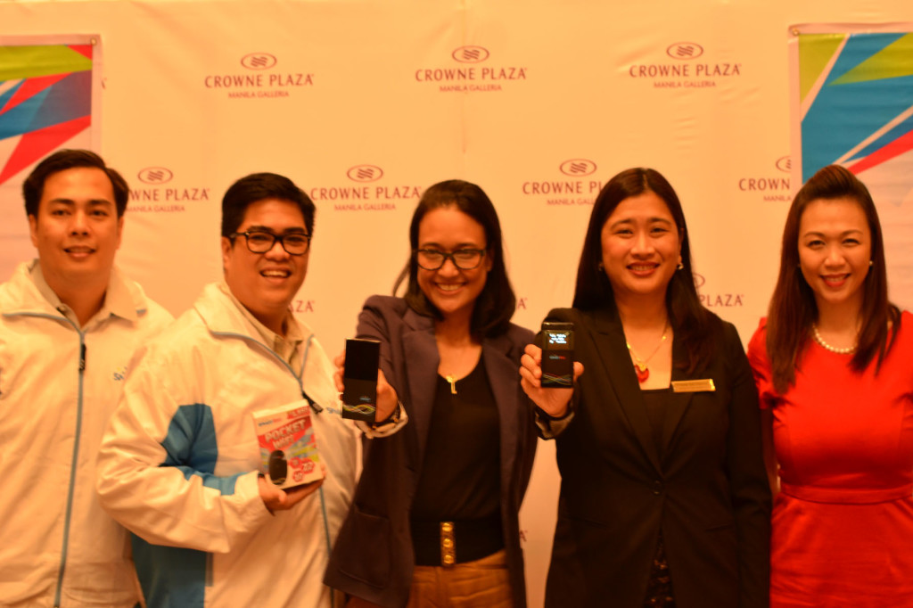 Crowne Plaza taps Smart Bro for guests' Internet needs outside hotel. Photo shows (from left): James Jorge Acquisitions Manager Smart Broadband Prepaid, Richard Mathew Dimagiba Senior Manager Smart Broadband Prepaid, Michele Curran Data and International Services Marketing Head Smart Communications, Trixie De Chavez Director of Sales and Marketing Crowne Plaza and Nice Tiambeng Director of Sales Crowne Plaza