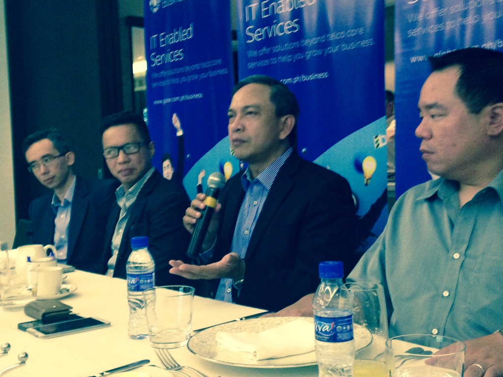 The IG executive team (from left): Michael Sy, Head, IT Enabled Services for ITES Products & Services; Reynaldo Lugtu, Jr., Vice President; Gil Genio, Executive Vice President for Corporate Strategy and Business Development; and Christopher H. Cheng, Vice President for Professionals Services. 