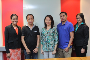 Photo shows (from left) PLDT Corporate Relationship Manager Amy Ang, Macondray Finance Corporation MIS Head Tonton Pigao, Macondray Finance Corporation General Manager Lui Joson, Macondray Finance Corporation MIS Officer Harold Sanchez, and PLDT Capability Management Specialist Marites Pornea.