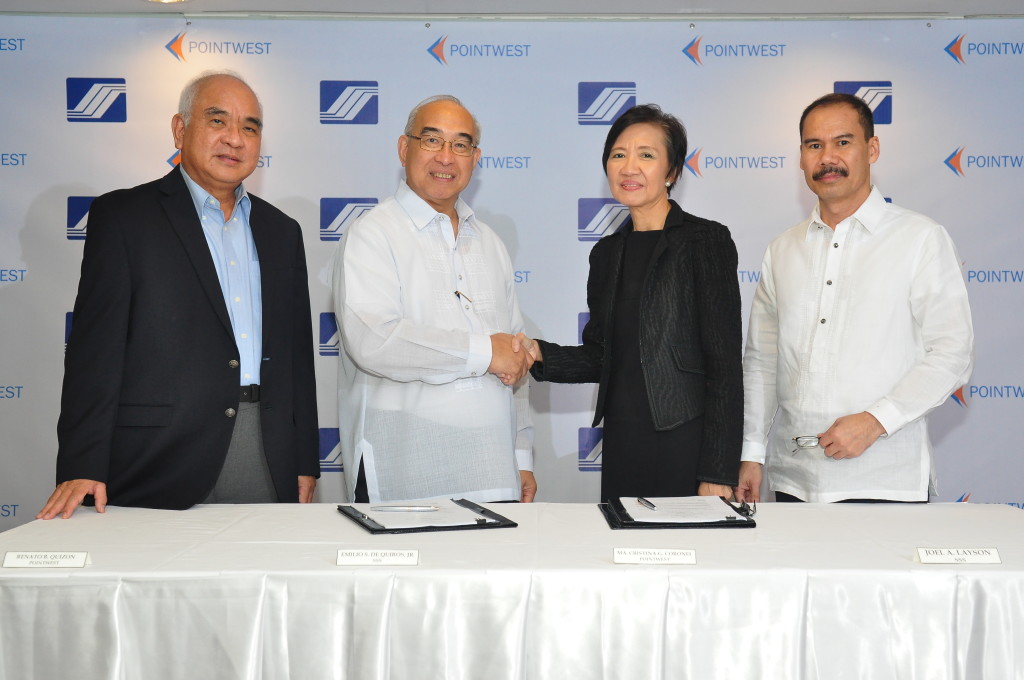  From L-R: Pointwest Senior Executive for Business Development Rene B. Quizon; SSS President and CEO Emilio S. de Quiros Jr., Pointwest President Maria Christina G. Coronel and SSS Senior Vice President, Information Technology Management Group (ITMG) Joel A. Layson.