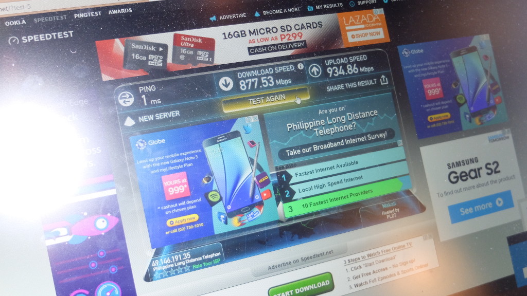 PLDT Home Fibr delivers Internet connection "speeds of up to" 1Gbps which means you won't always get a 1Gbps connection.