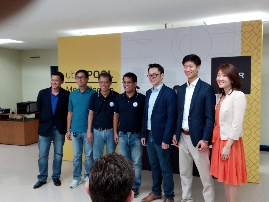 Uber Philippines General Manager Laurence Cua (third from right) with LTFRB Chairman Winston Ginez (fourth from left) at the uberPOOL launching