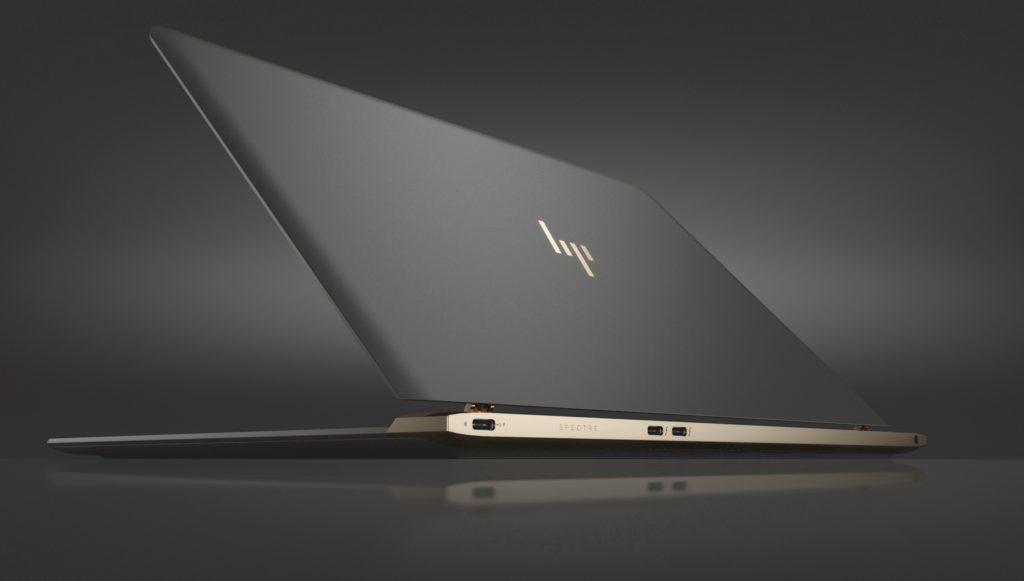 A distinct feature of the Spectre 13.3 is HP’s new logo which is engraved on the ash gray aluminum top cover. PHOTO: HP