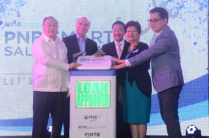 PNB Savings Bank’s Smart Salary Loan digital lending facility powered by Lendr. Now, employees of PNB’s partner companies may take out a loan via their digital devices anytime, anywhere. Lendr is powered by FINTQ, the financial technology arm of PLDT's Voyager Innovations. In photo are (from left) Manuel V. Pangilinan, PLDT-Smart Chariman, President and CEO; Orlando B. Vea, Voyager Innovations President and CEO; Joven Hernandez, PNB Savings Bank President; Flor Tarriela, PNB Chairman; and Lito M. Villanueva, Managing Director for FINTQ at Voyager Innovations. 